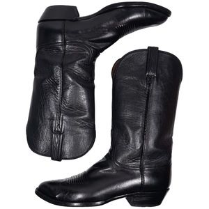 Lucchese L1493 Vintage Black Leather Western Cowboy Boots Mens Size 9 D